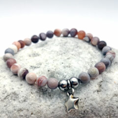 armband roter botswana achat mit silberstern