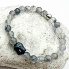 armband wolkenquarz mit hämatit buddha