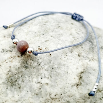 armband roter botswana achat mit silber kugeln – Bild 2