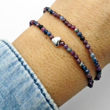 armband rubin saphir mit hämatit herz – Bild 3