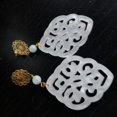 ohrringe resin anhänger weiss mit morganit