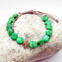 armband grüner türkis mit kreuz