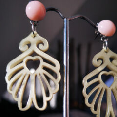 ohrringe rosa andenopal mit resin anhänger olive