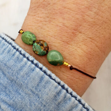 Armband mit Ziehverschluss und drei afrikanischen tuerkis