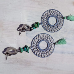 ohrringe stainless steel bohemian anhänger mit türkis splitter